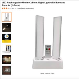 SensorBrite LED Rechargeable Under Cabinet Night Light with Base and Remote (2-Pack)