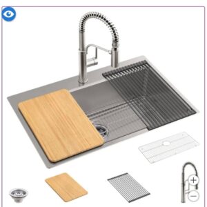 Kohler Provo 33" Dual Mount Single-bowl Workstation Kitchen Sink Kit