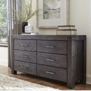 Modus Meadow 6 Drawer Solid Wood Dresser in Graphite