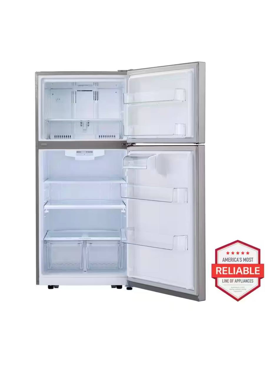 LG 30 in. W 20 cu. ft. Top Freezer Refrigerator w/ Multi-Air Flow and Reversible Door in Stainless Steel - Image 7