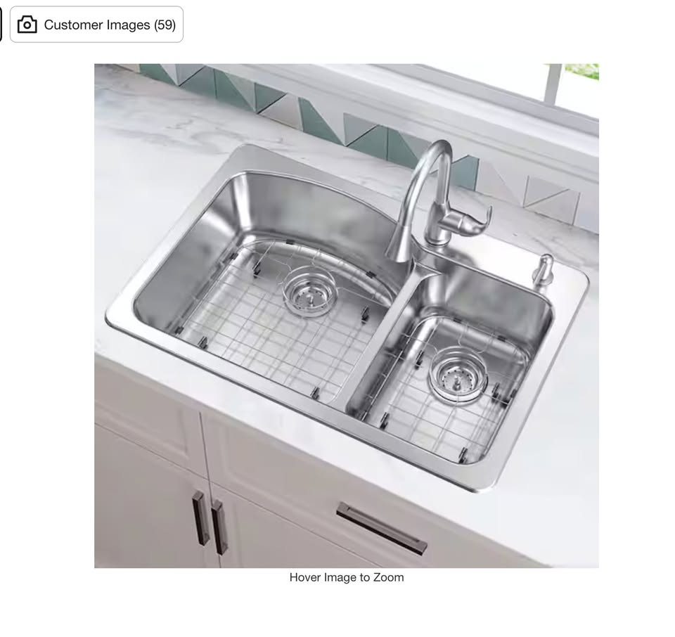 Glacier Bay 33 in. Drop-In 60/40 Double Bowl 18 Gauge Stainless Steel Kitchen Sink with Pull-Down Faucet - Image 2
