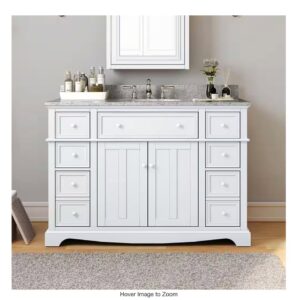 Fremont 49 in. Single Sink White Bath Vanity with Grey Granite Top