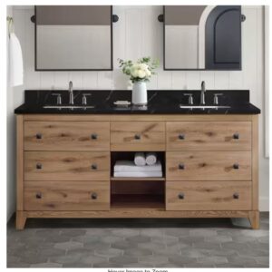 Burwood 72 in. Double Sink Seadrift Bath Vanity with Black Marquina Quartz Top