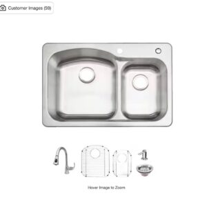 Glacier Bay 33 in. Drop-In 60/40 Double Bowl 18 Gauge Stainless Steel Kitchen Sink with Pull-Down Faucet