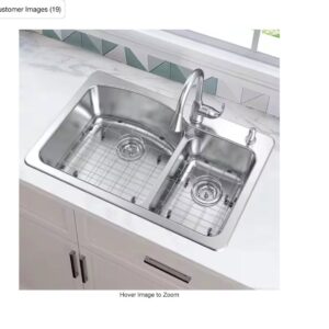 Glacier Bay Bratten 33 in. Drop-In 60/40 Double Bowl 18 Gauge Stainless Steel Kitchen Sink with Pull-Down Faucet