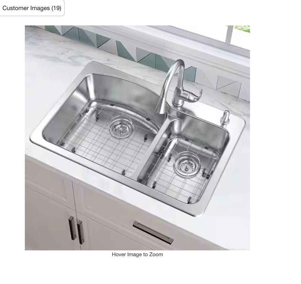 Glacier Bay Bratten 33 in. Drop-In 60/40 Double Bowl 18 Gauge Stainless Steel Kitchen Sink with Pull-Down Faucet
