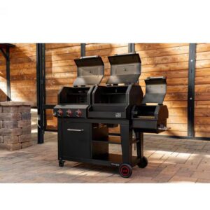 Oakford 1150 Pro 3-Burner Propane Gas and Offset Charcoal Smoker Combo Grill in Black