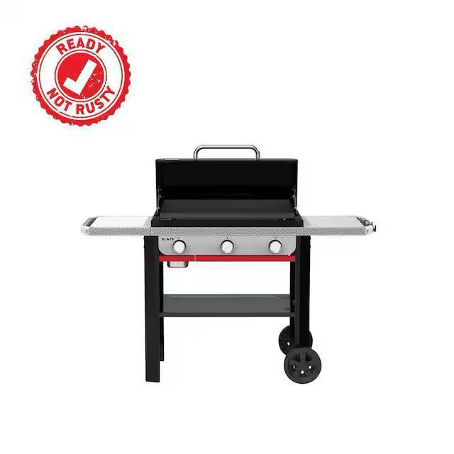Slate Griddle 3-Burner Propane Gas 28 in. Rust-Resistant Flat Top Outdoor Grill in Black