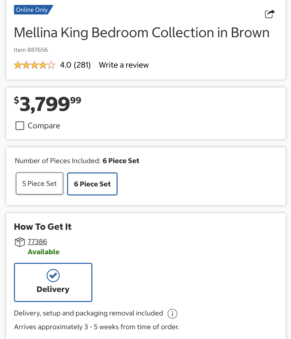 Mellina King Bedroom Collection in Brown 6-piece - Image 3