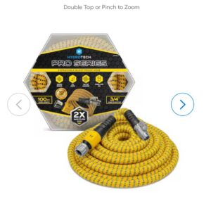 HydroTech 100 ft Expandable Garden Hose - Pro Series 2x Max Flow 3/4 No-Kink Flexibility Lightweight Hose for Lawn Garden Car Washing Deck and Patio Cleaning