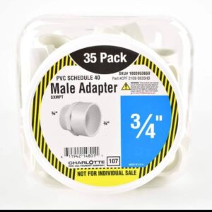PVC Male Adapter 3/4” – 35 Pack (Schedule 40)