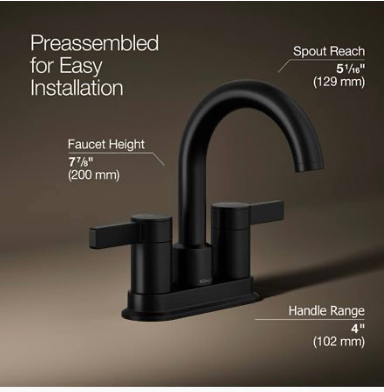 KOHLER Premise Bathroom Faucet – Matte Black - Image 4