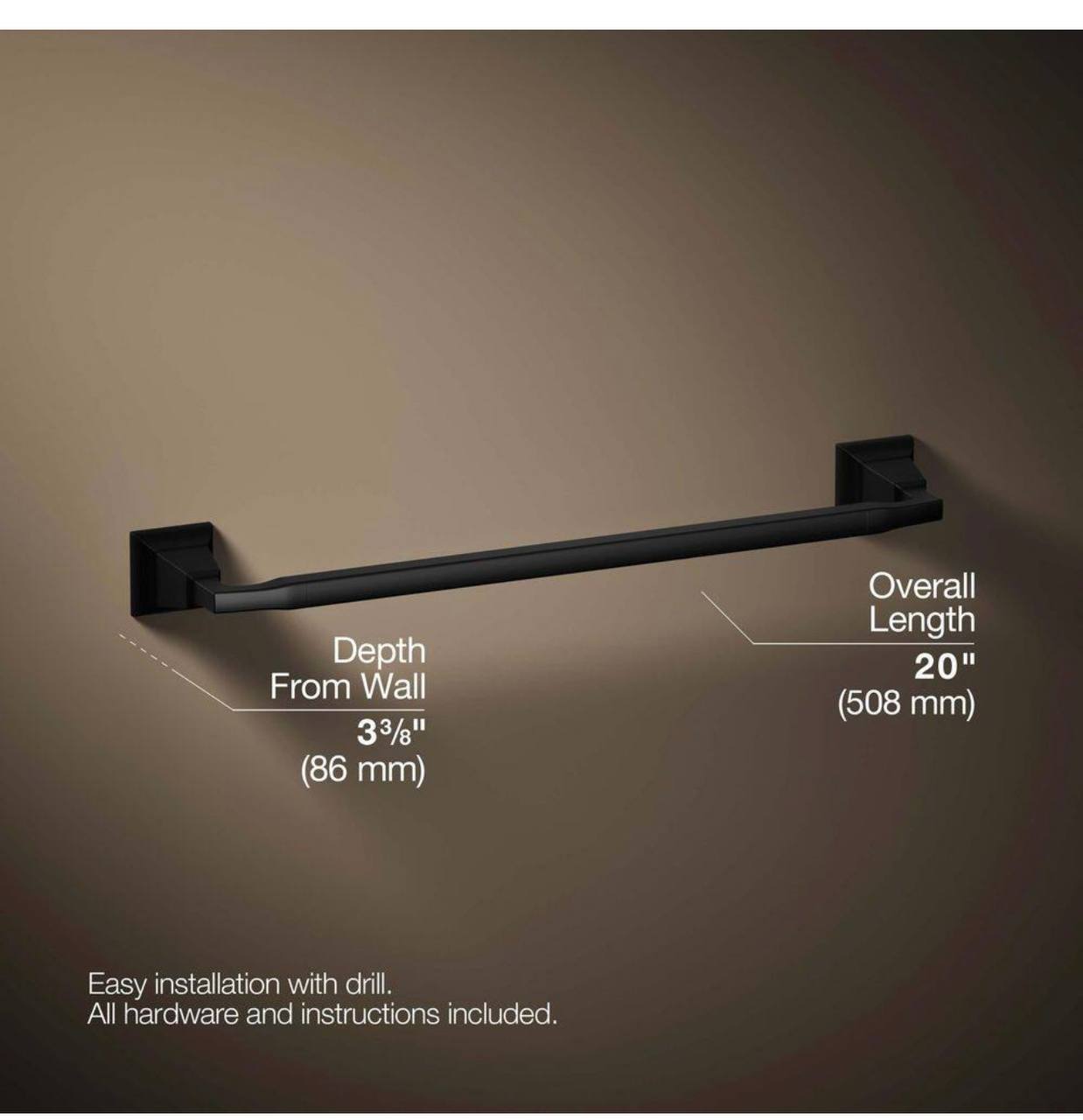 KOHLER Kallan Towel Bar 18” (Matte Black)