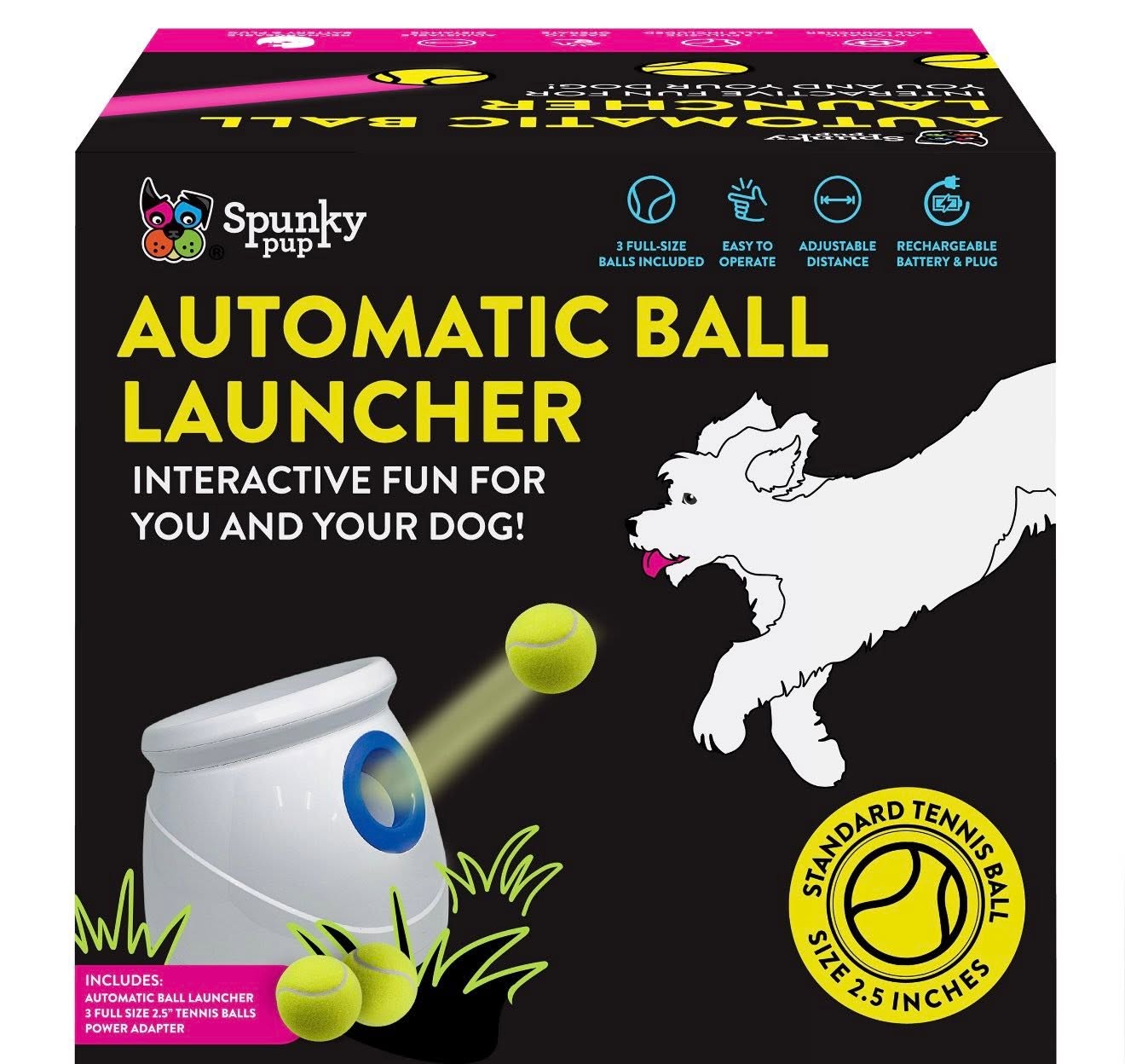 Spunky Pup Automatic Tennis Ball Launcher – Automatic Dog Ball Thrower