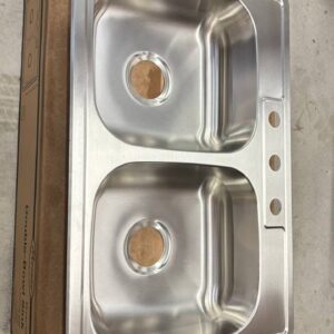 Premier Stainless Steel 33 in. 3-Hole Double Bowl Drop-In Kitchen Sink