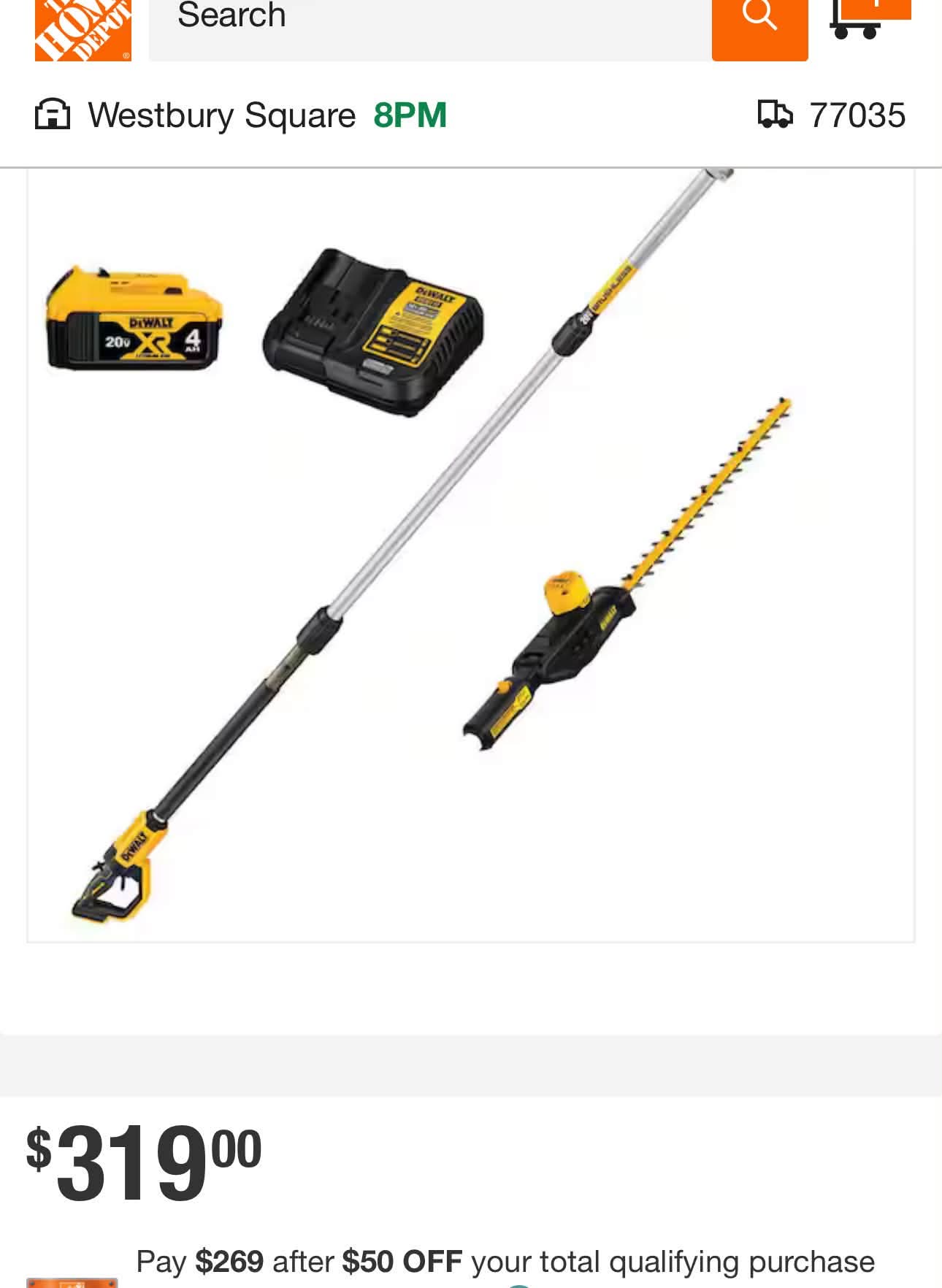 Dewalt 20-Volt MAX Cordless Lithium-Ion Pole Saw and Pole Hedge Trimmer Combo Kit with (1) 5.0 Ah Battery and Charger