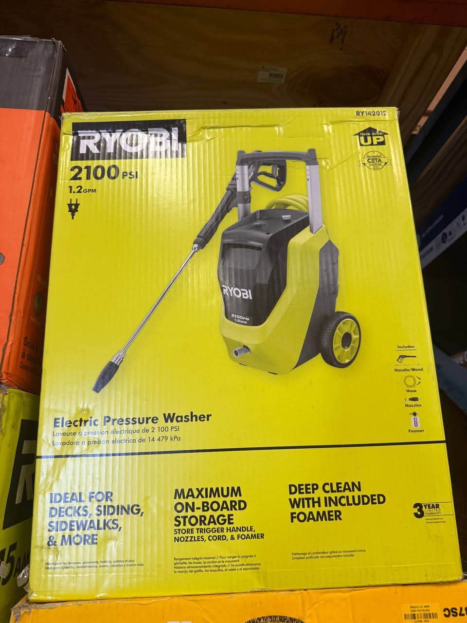 Ryobi 2100 PSI 1.2 GPM Cold Water Corded Electric Pressure Washer with Foamer - Image 2