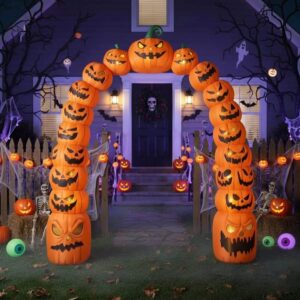 10 ft Giant Halloween Inflatable Jack O Pumpkin Archway Decoration LED Light up Giant Blow up Pumpkin Arch for Halloween Party