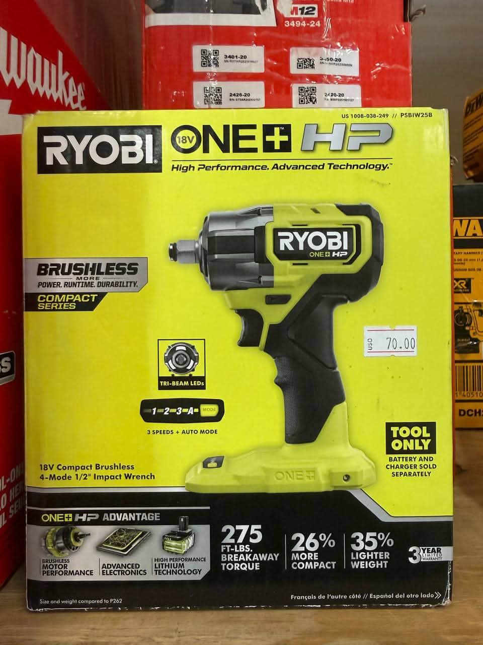 Ryobi ONE+ HP 18V Brushless Cordless Compact 3/8 in. Impact Wrench (Tool Only) - Image 2