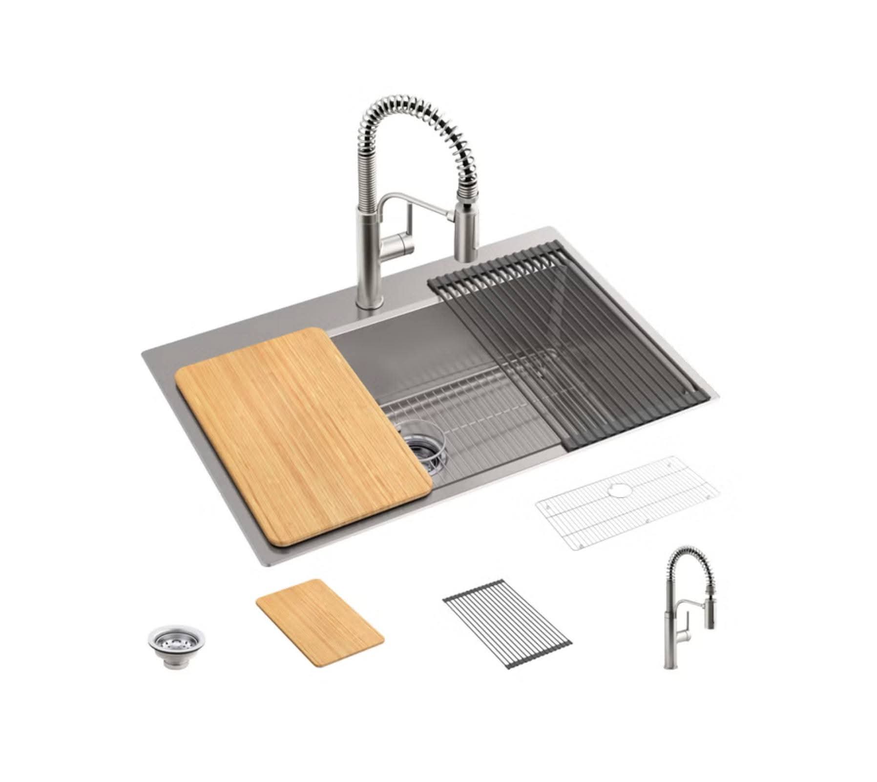 Kohler Provo 33" Dual Mount Single-bowl Workstation Kitchen Sink Kit