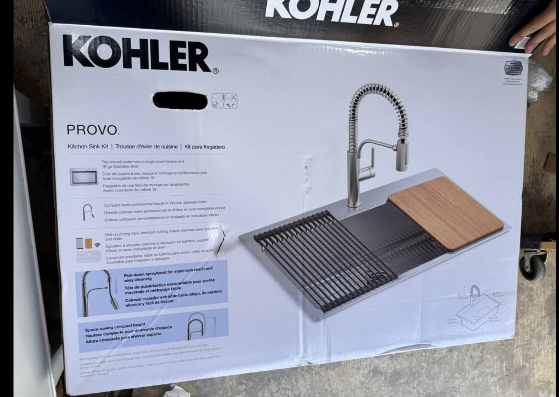 Kohler Provo 33" Dual Mount Single-bowl Workstation Kitchen Sink Kit - Image 3