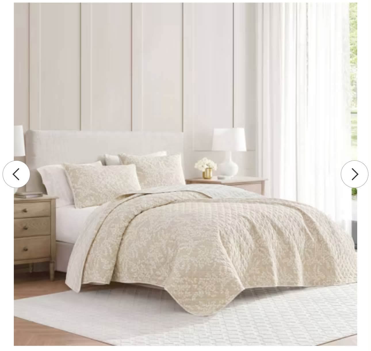Martha Stewart 3pc Full/Queen Layered Branches Quilt Bedding Set Beige - Image 3