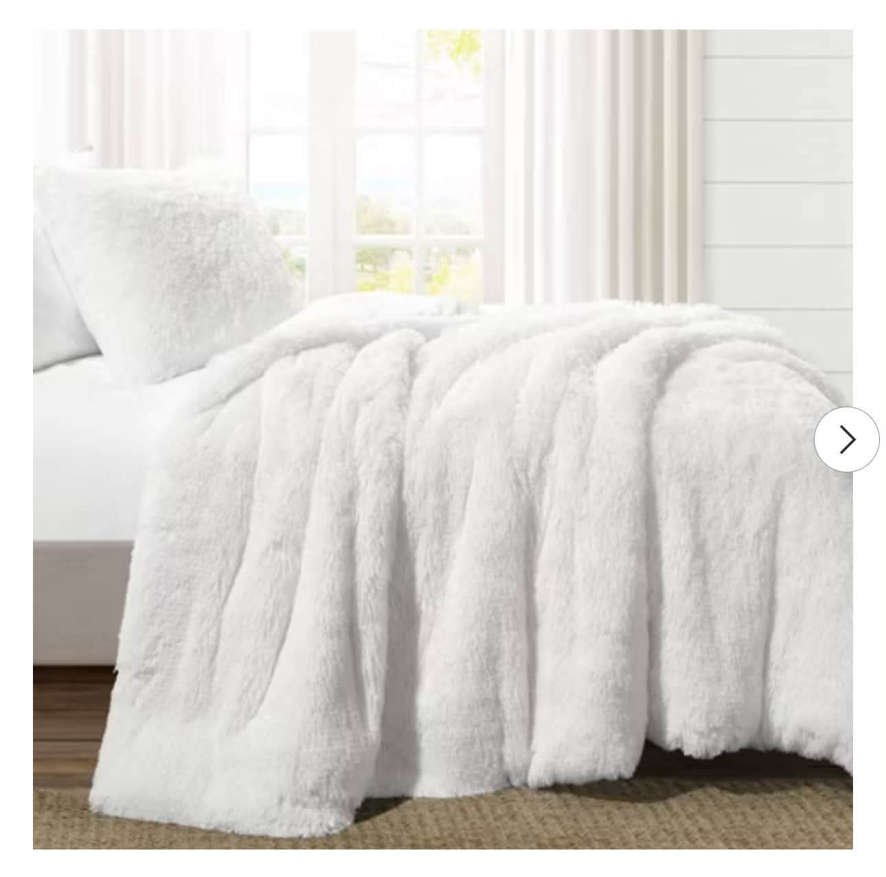 3-piece King-size Threshold Faux Fur Box Stitch Comforter Set - Image 3