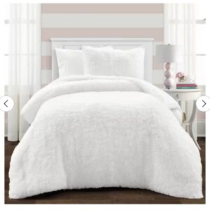 3-piece King-size Threshold Faux Fur Box Stitch Comforter Set