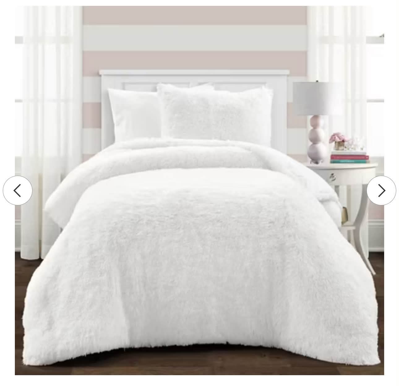 3-piece King-size Threshold Faux Fur Box Stitch Comforter Set