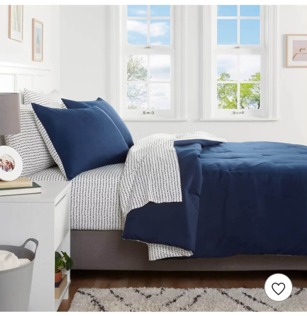 Full size Solid Microfiber Comforter & Sheets Set Navy - Room Essentials - Image 2