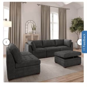 Thomasville Tisdale Modular Sectional 6-piece Dark Gray with Storage Ottoman