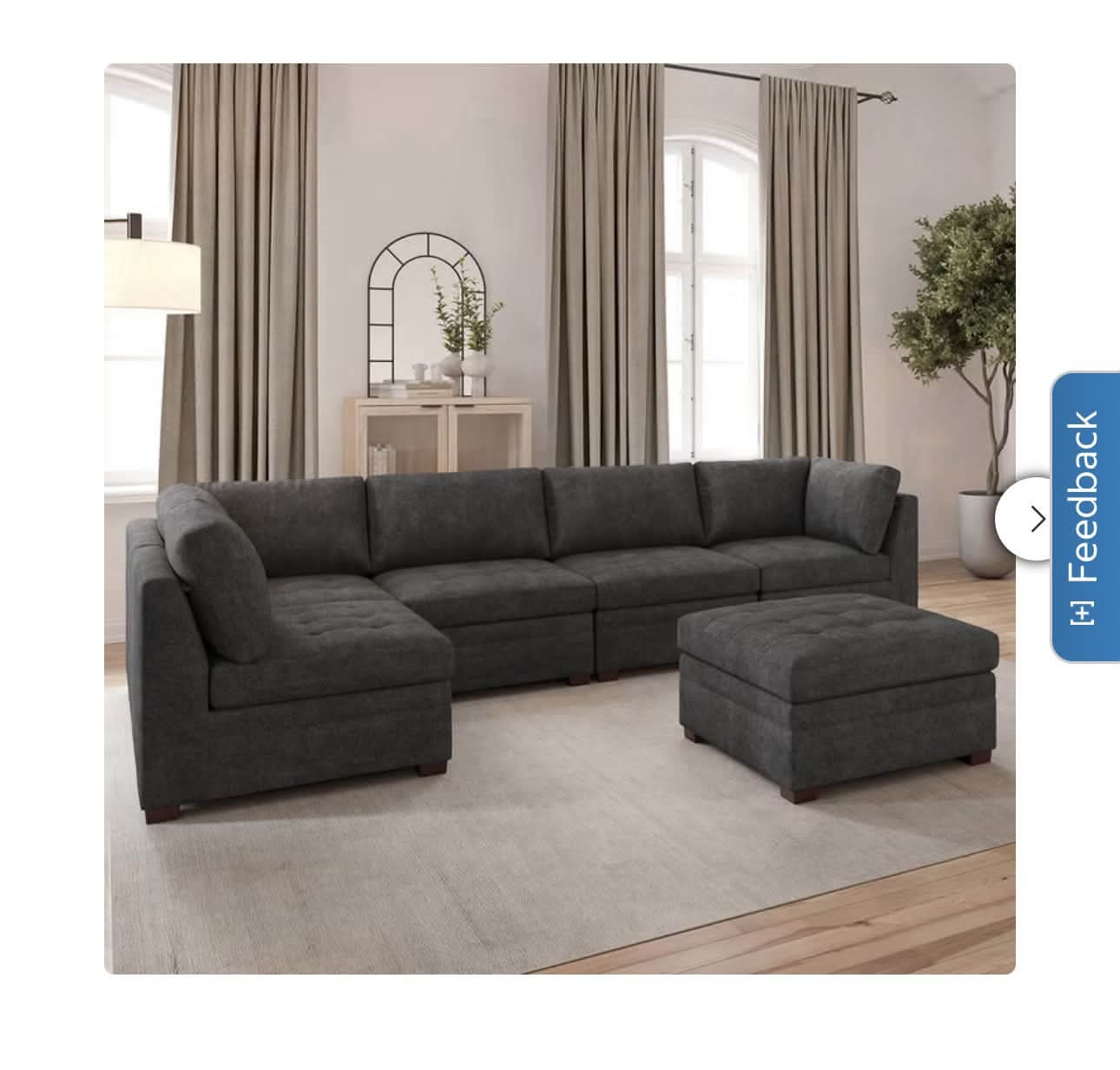 Thomasville Tisdale Modular Sectional 6-piece Dark Gray with Storage Ottoman - Image 7