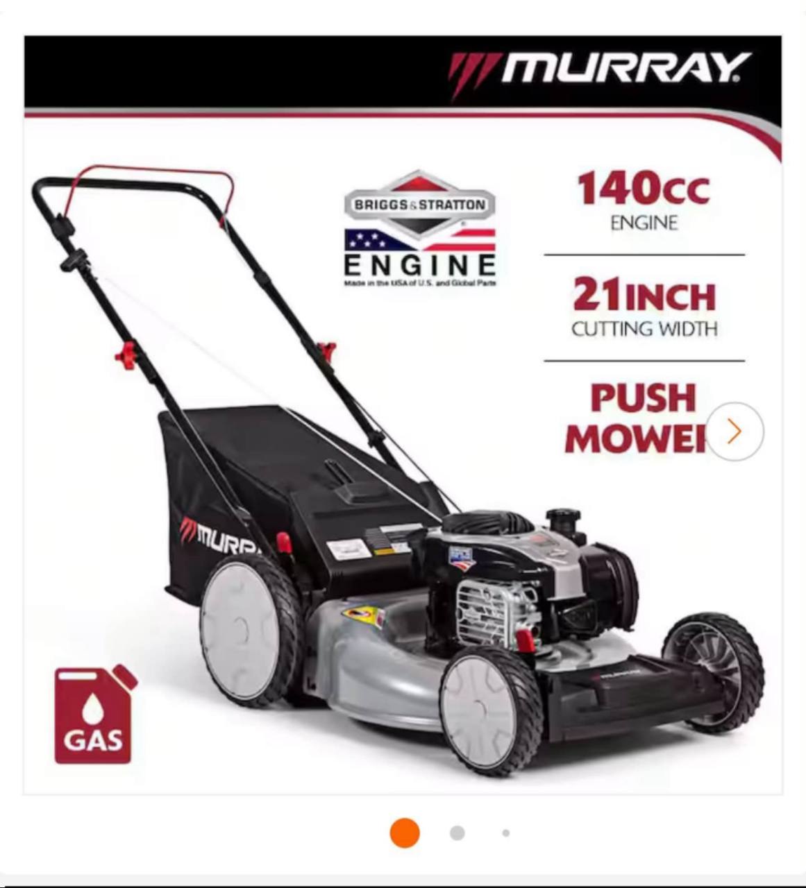 Murray 21 in. 140 cc Briggs and Stratton Walk Behind Gas Push Lawn Mower with Height Adjustment and with Mulch Bag
