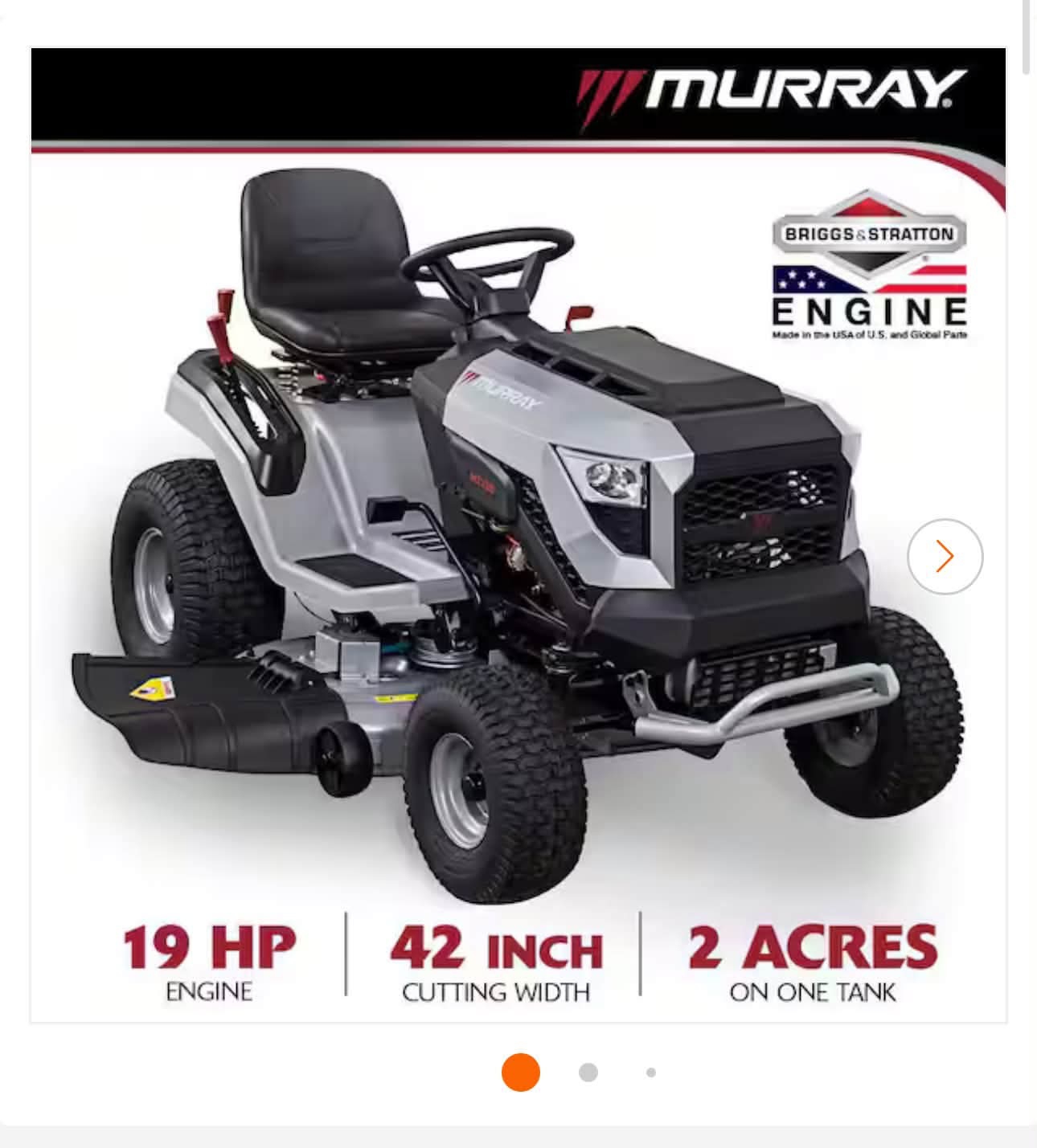 MT200 42 in. 19.0 HP 540cc EX1900 Series Briggs and Stratton Engine Automatic Gas Riding Lawn Tractor Mower