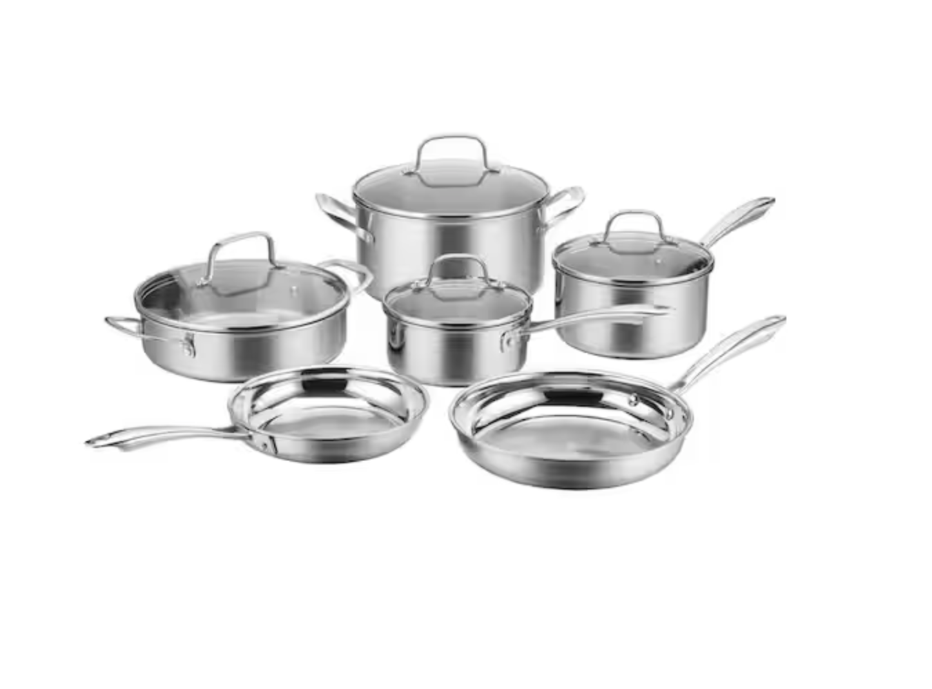 Cuisinart Tri-Ply 10-Piece Stainless Steel Cookware Set with Glass Lids - Image 4