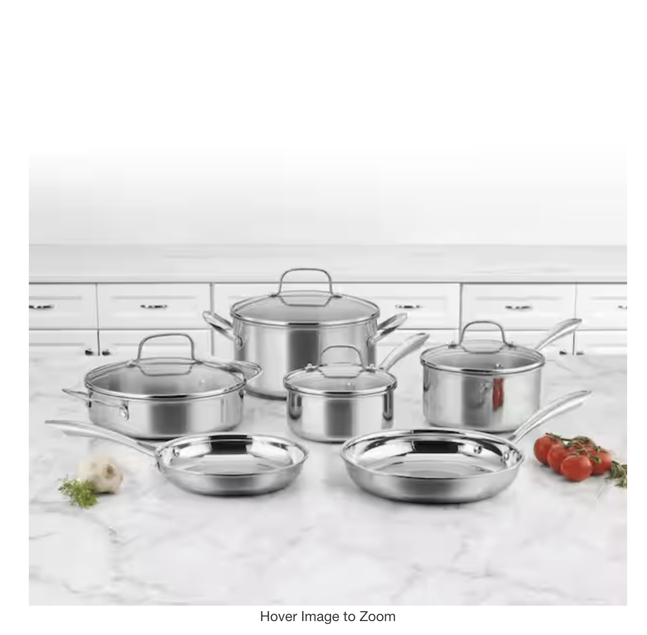Cuisinart Tri-Ply 10-Piece Stainless Steel Cookware Set with Glass Lids