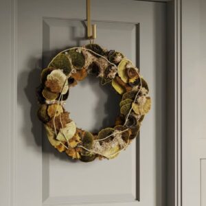Threshold preserved mushroom and moss wreath