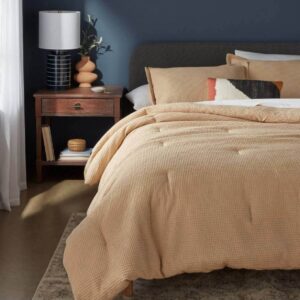 Threshold™ King Washed Waffle Weave Comforter and Sham Set — Horseradish