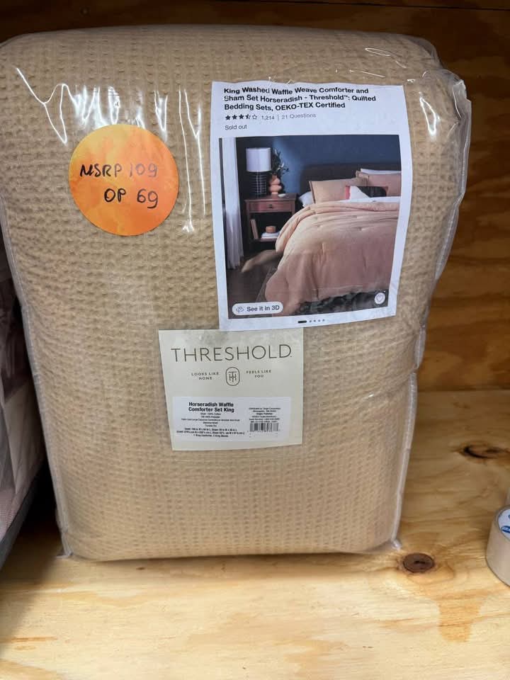Threshold™ King Washed Waffle Weave Comforter and Sham Set — Horseradish - Image 6