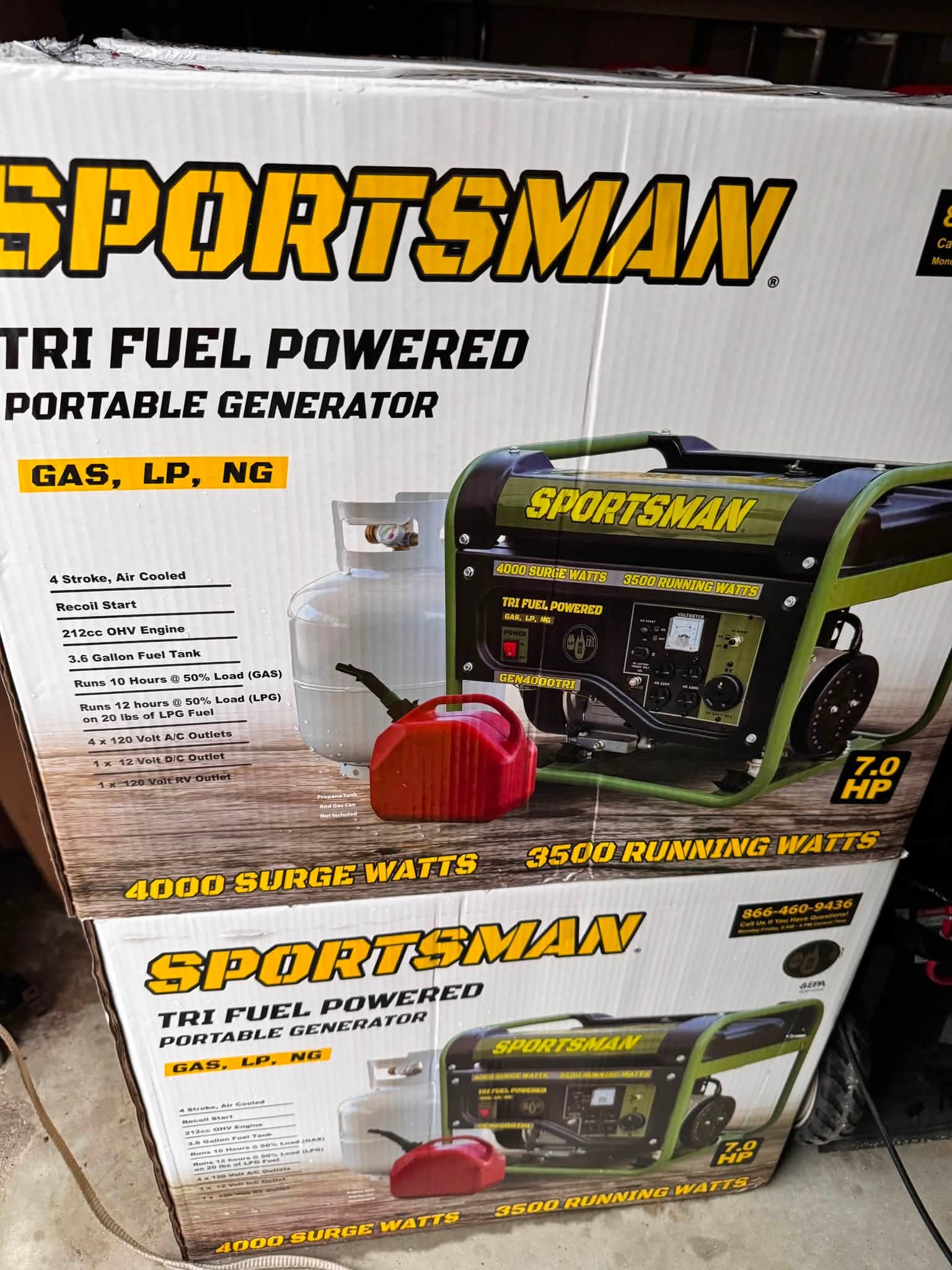 Sprtsman 4,000-Watt/3,500-Watt Recoil Start Tri Fuel Portable Generator, Runs on Natural Gas, Gasoline, or Propane - Image 2