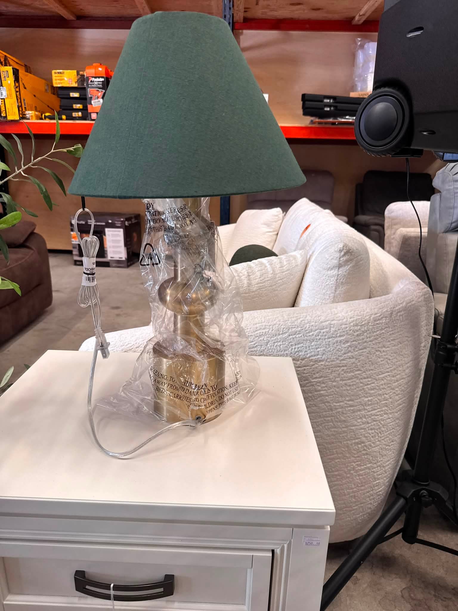 Magnolia Vintage Brass Table Lamp with Green Shade - Image 4