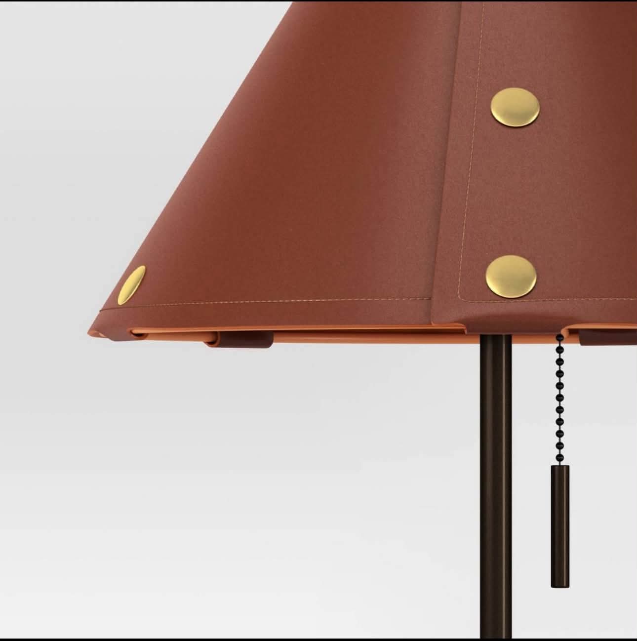 Table Lamp with Leather Shade Brown - Image 5
