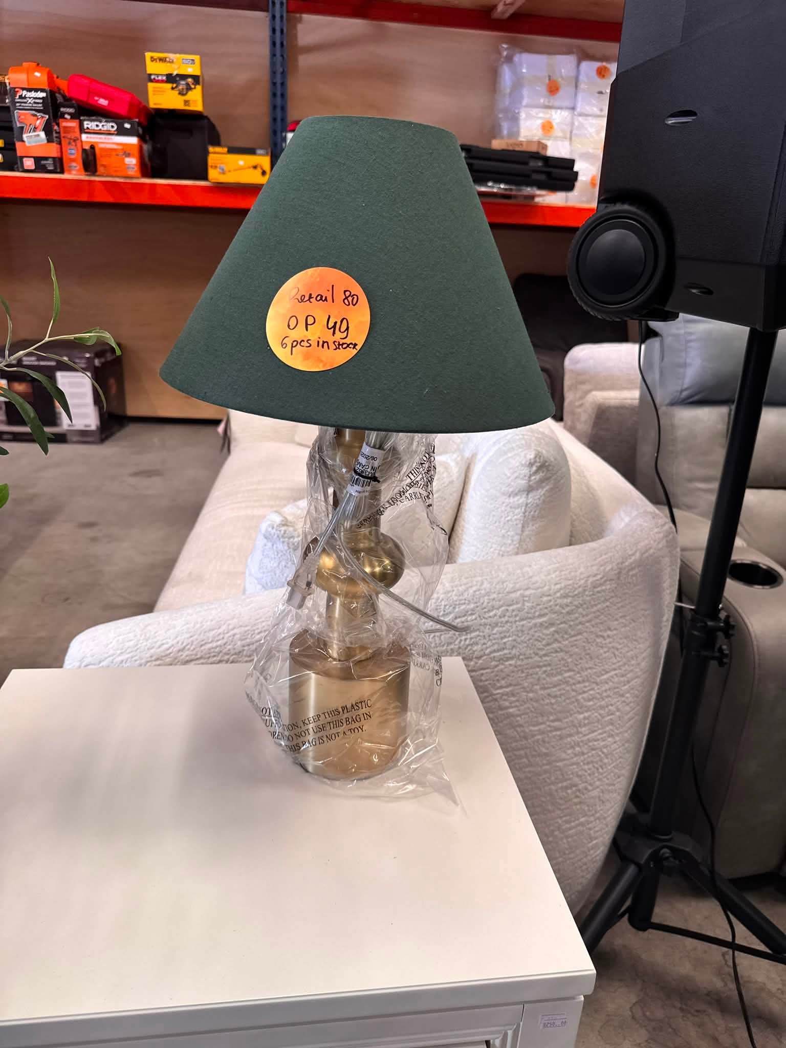 Magnolia Vintage Brass Table Lamp with Green Shade - Image 3
