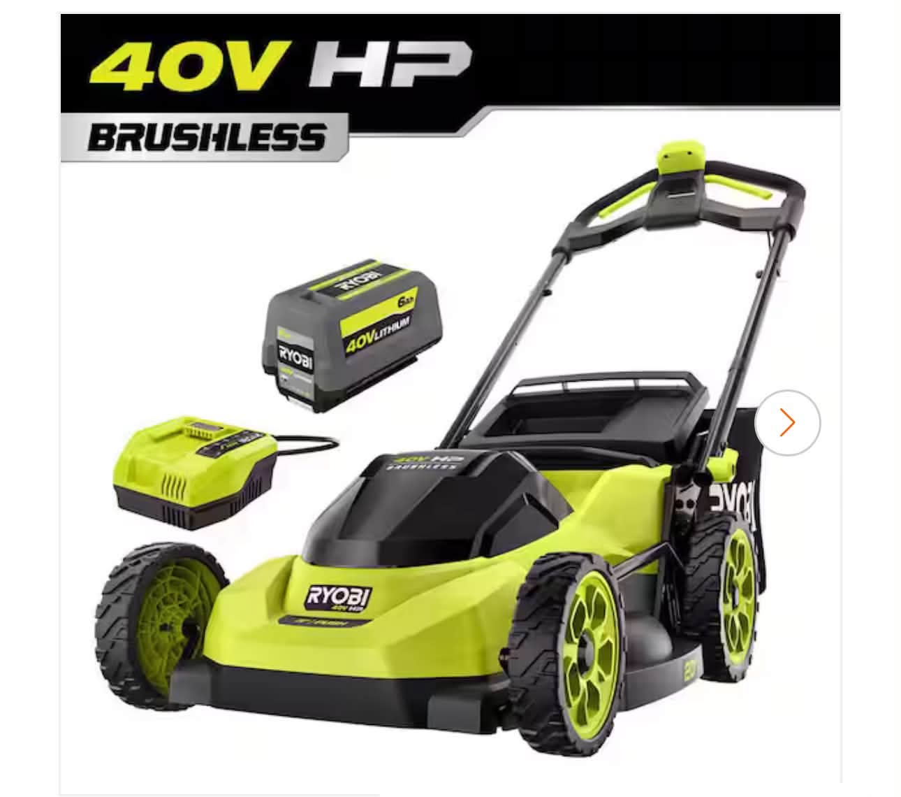 Ryobi 40V HP Brushless 20 in. Cordless Battery Walk Behind Push Lawn Mower with 6.0 Ah Battery and Charger