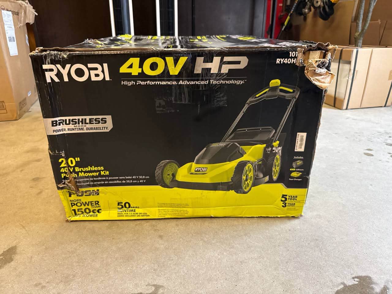 Ryobi 40V HP Brushless 20 in. Cordless Battery Walk Behind Push Lawn Mower with 6.0 Ah Battery and Charger - Image 2