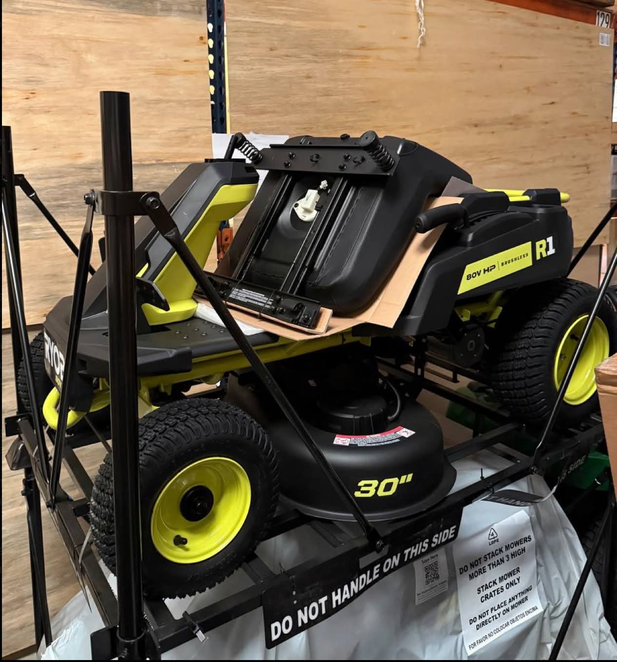 RYOBI R1 80V HP Brushless Lithium Battery Cordless Electric 30 in. Riding Lawn Mower with 14 Ah Battery and Charger - Image 3