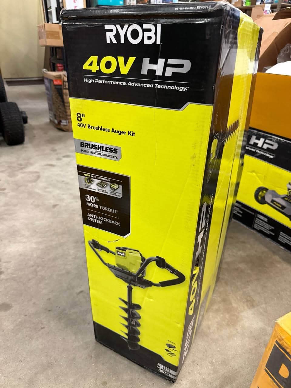 RYOBI 40V HP Brushless Cordless Earth Auger Powerhead with 8 in. Bit with 4.0 Ah Battery and Charger - Image 5
