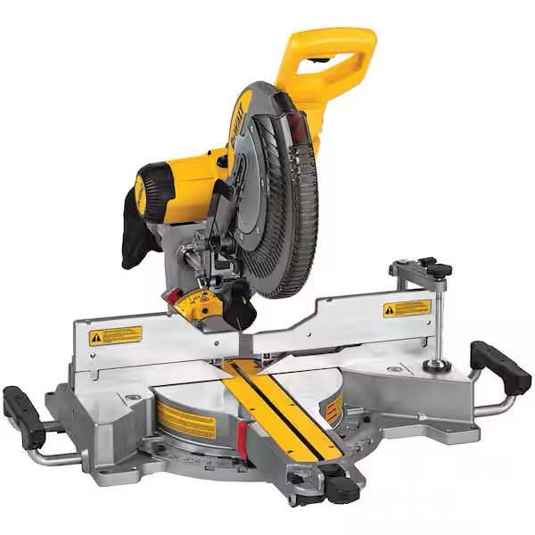 Dewalt 15 Amp Corded 12 in. Double Bevel Sliding Compound Miter Saw, Blade Wrench and Material Clamp