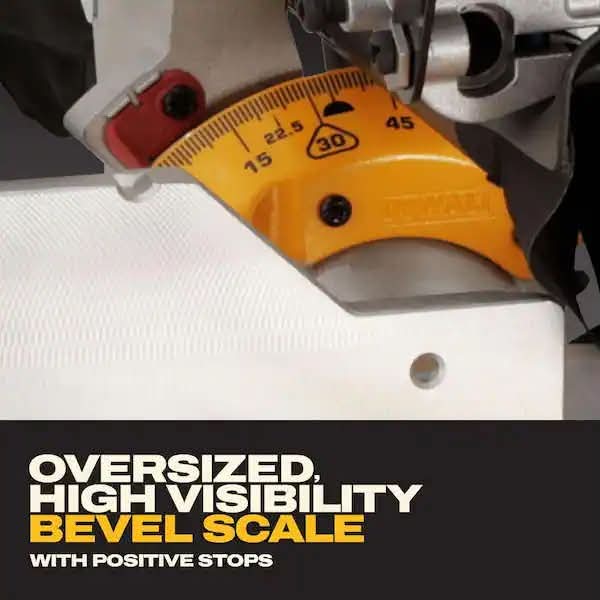 Dewalt 15 Amp Corded 12 in. Double Bevel Sliding Compound Miter Saw, Blade Wrench and Material Clamp - Image 4