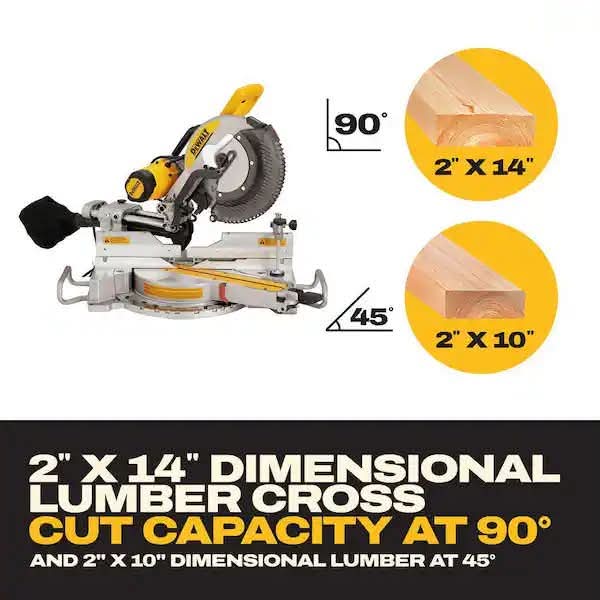 Dewalt 15 Amp Corded 12 in. Double Bevel Sliding Compound Miter Saw, Blade Wrench and Material Clamp - Image 3